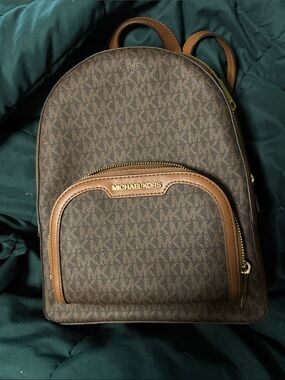 Michael Kors Brown and Tan Logo Mini Backpack